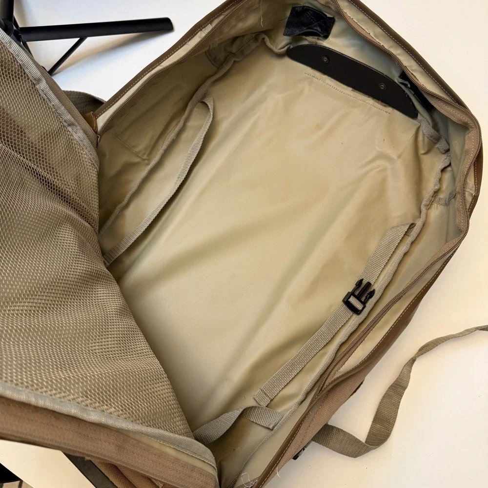 Field & Stream Rolling Backpack Tan Canvas‎ Convertible Travel Luggage Large